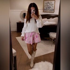 Love Shack Fancy skort in pink ivy